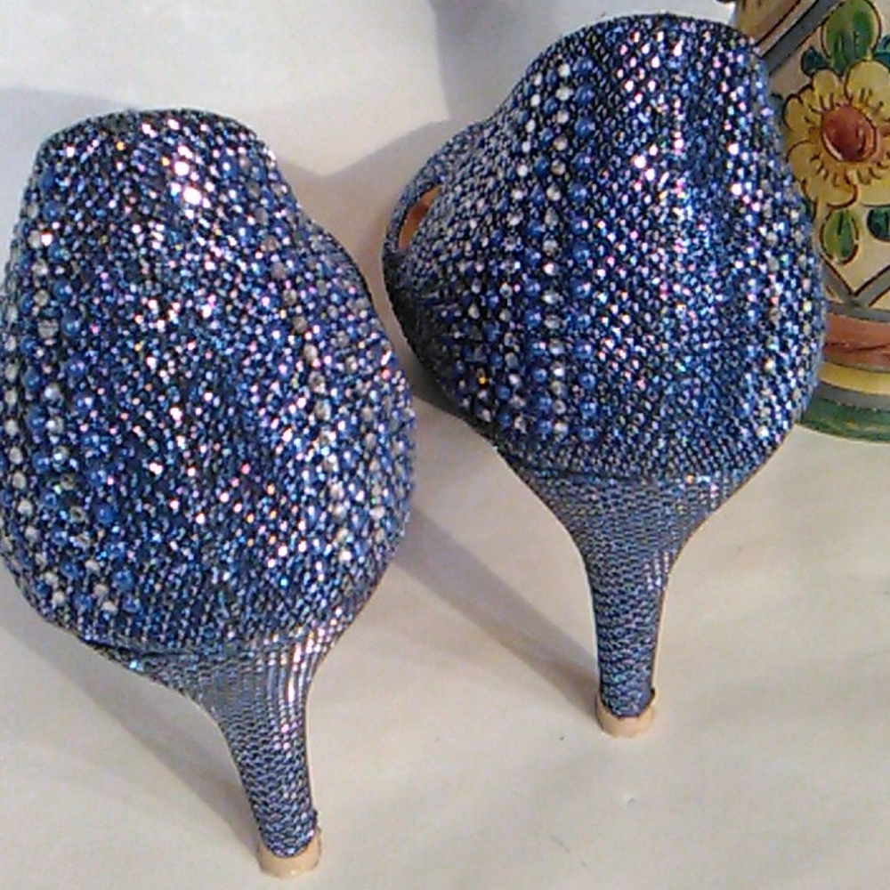 Mila Lady Sparkly Blue Heels - Picture 5 of 13